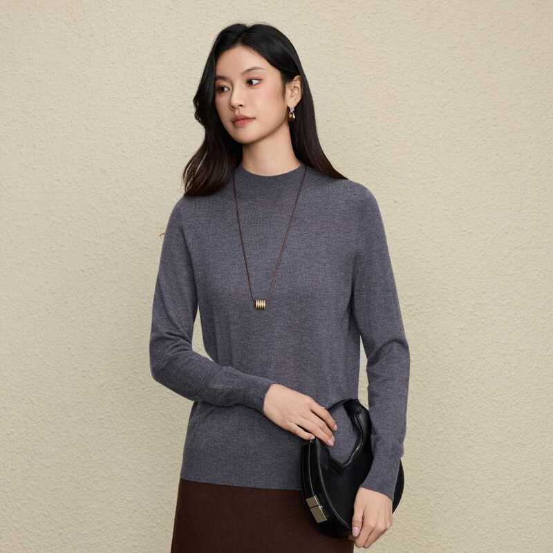 18-Gauge Seamless One-Piece Wool Fine-Spun Ultra-Fine Wool Women's Sweater, Thin Style, Inner Wear with Stand Collar, Knitted Base Layer
