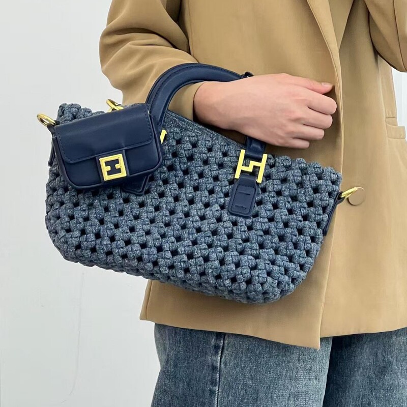 Purely Hand-Woven Denim Cut Out Satchel Vegetable Basket Bag 2025 New Fashion Retro Tote Shoulder Crossbody Bag Purely Hand-Woven Denim Cut Out Satchel Vegetable Basket Bag 2025 New Fashion Retro Tote Shoulder Crossbody Bag