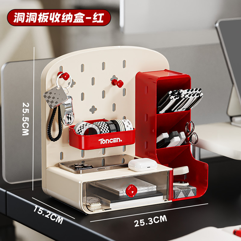 Caja de almacenamiento de escritorio personalizada agujero placa agujero tipo cajón bolígrafo de estudiante estante de almacenamiento doméstico acrílico caja de escritorio