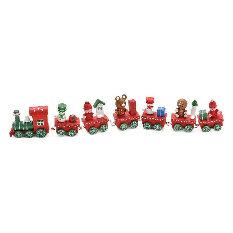Tren de madera navideño Decoraciones navideñas Adornos navideños Decoraciones para tarta navideña Suministros navideños