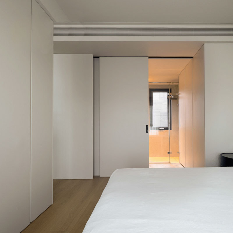 Invisible Door Partition Sliding Door Minimalist Built-In Pocket Door Solid Wood Hidden Door Track Sliding Door No Drilling