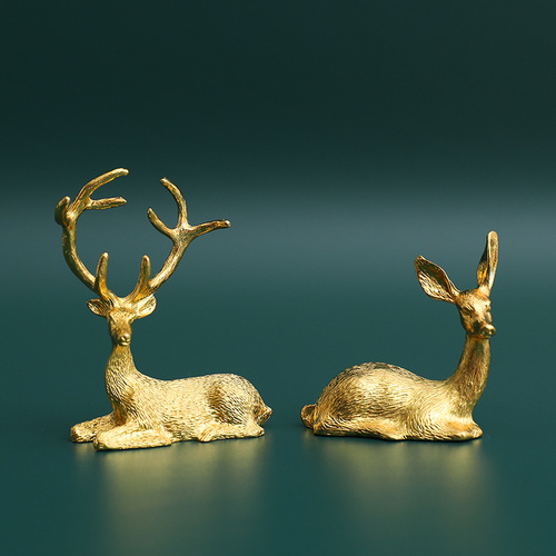 Cross-border mini luxury deer ornaments sika deer creative modern living room TV cabinet wine cabinet entrance decoration crafts