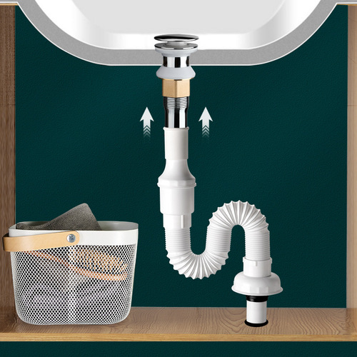 Bathroom drain pipe, basin, vegetable basin, mop pool, extended sewer pipe, telescopic hose, thickened anti-corrosion and anti-odor