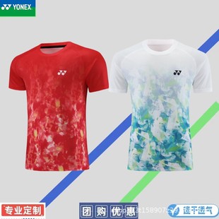 2024 New yy badminton jacket men's and women's short-sleeved quick-drying Sportswear children's competition training clothing printing