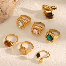 跨境时尚锆石戒指女18k镀金真空电镀不锈钢戒指指环手饰不掉色