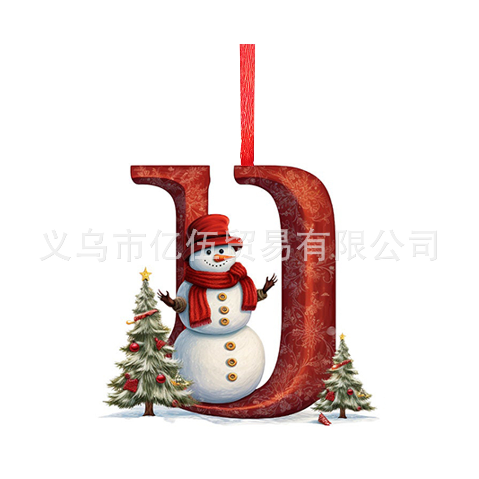 Nuevos productos transfronterizos 26 letras muñeco de nieve bebé colgante de Navidad acrílico plano árbol de Navidad decoración para el hogar colgante image 26