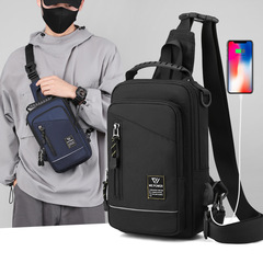 New Men's Fashion Crossbody Bag with Multiple Functions Outdoor Single Shoulder Crossbody Bag Korean Style Casual Dual Shoulder Bag Chest Bag