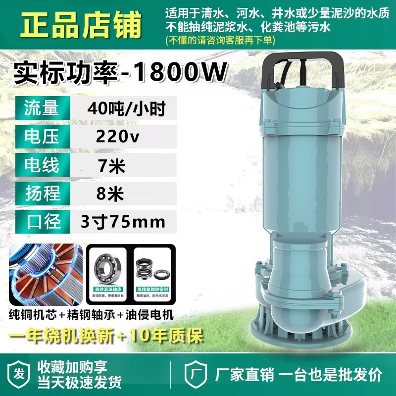 Shanghai auténtica bomba sumergible 220V bomba de agua de gran calibre 3 pulgadas 4 pulgadas sin escobillas de alto flujo de elevación bomba de agua