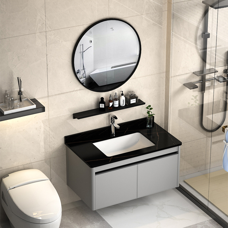 Placa de roca espacio de aleación de aluminio gabinete de baño combinación baño lavabo baño Baño mueble de baño lavabo integrado