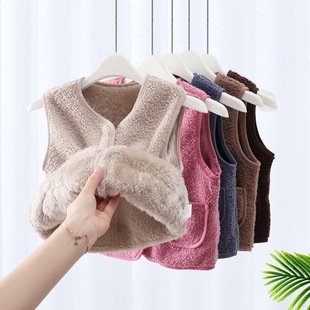 Foreign Trade Children's Clothing Wholesale Children's Lamb Velvet Vest Boys and Girls Autumn and Winter Baby Warm Vest Spring and Autumn Thin Section