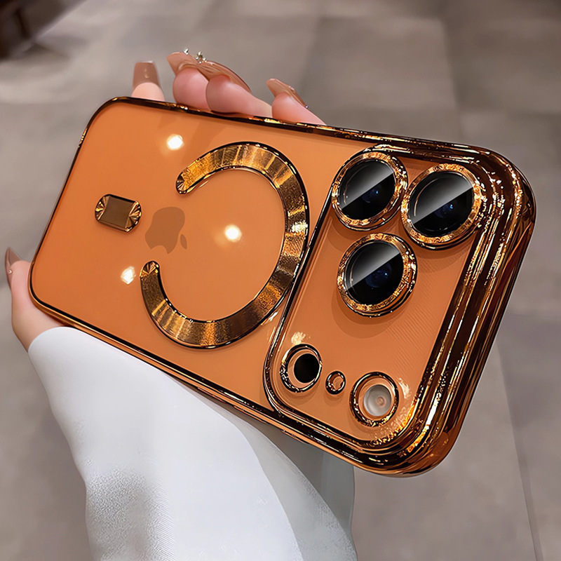 Funda para iPhone 17 Pro MAX, Apple 16 con Recubrimiento Electrolítico, Succión Magnética con Protector de Lente, 15 Anti-caídas, 14 Protectora