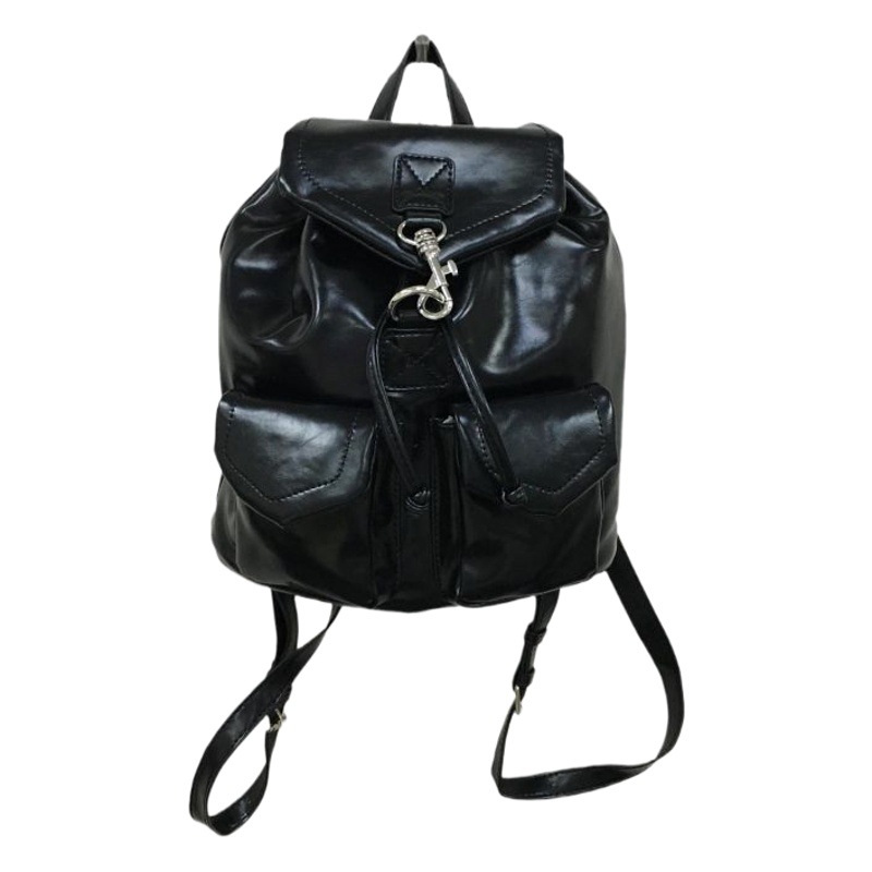 Bag Women's Simple All-match Spring Korean Style New Arrival Shoulder Bag Fashionable Backpack pu Large Capacity Drawstring Backpack