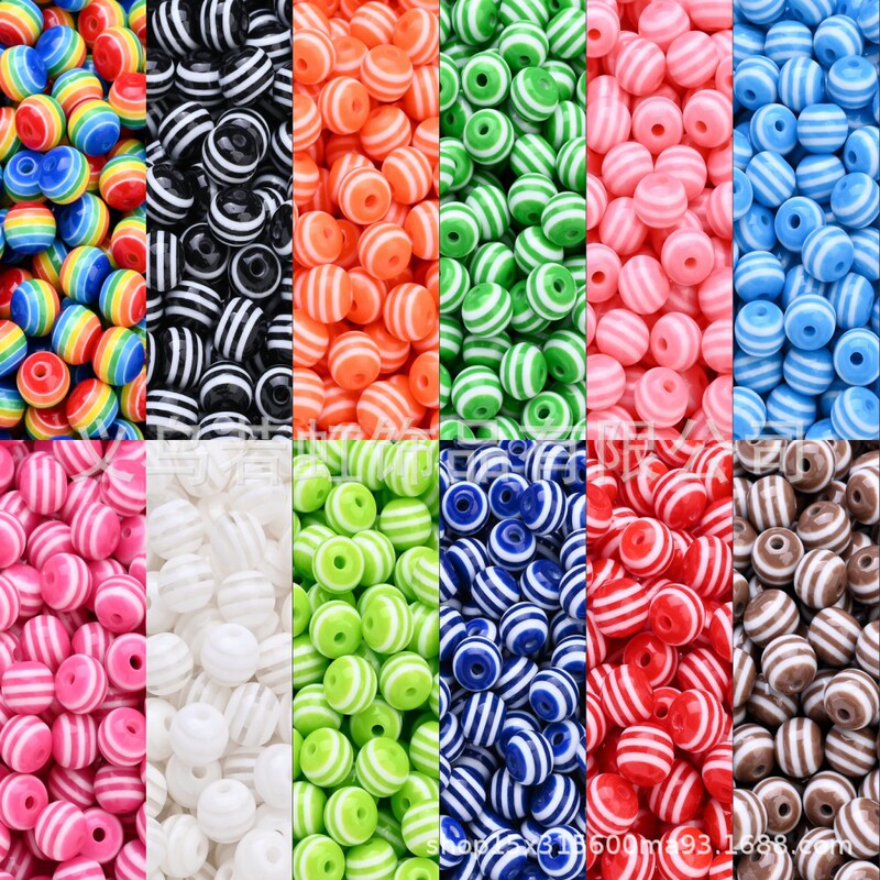 Factory spot wholesale resin stripe bead solid color transparent half hole straight hole beads clothing DIY jewelry beaded