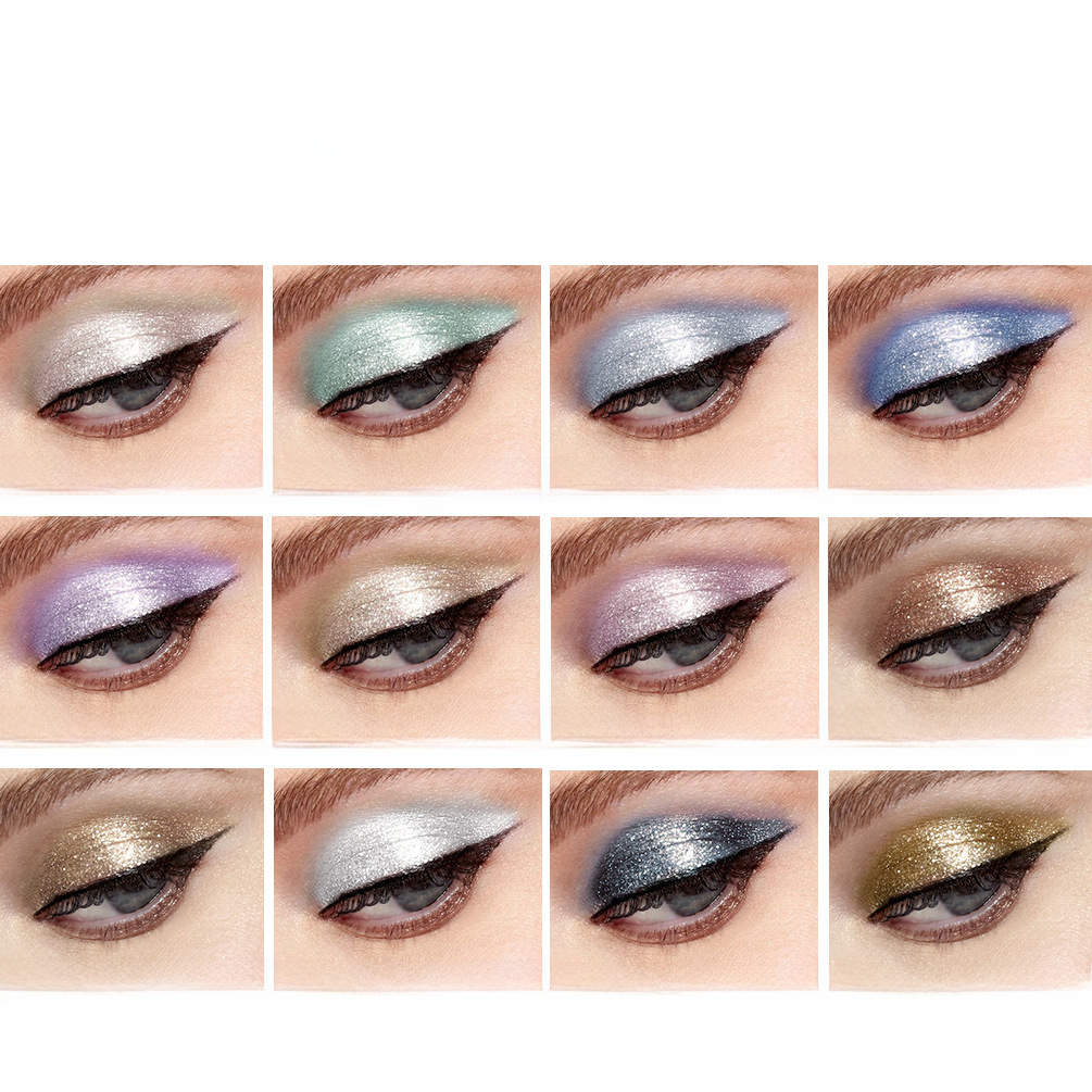 QIBEST Diamond Eyeshadow Liquid Flash Pearlescent Highlight Super Flash Sequin Matte Modified Eyeshadow Set Cross Border