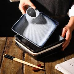 日式餃子帶醋碟盤子陶瓷餐具簡約創意家用分格壽司盤蝦薯條方形盤