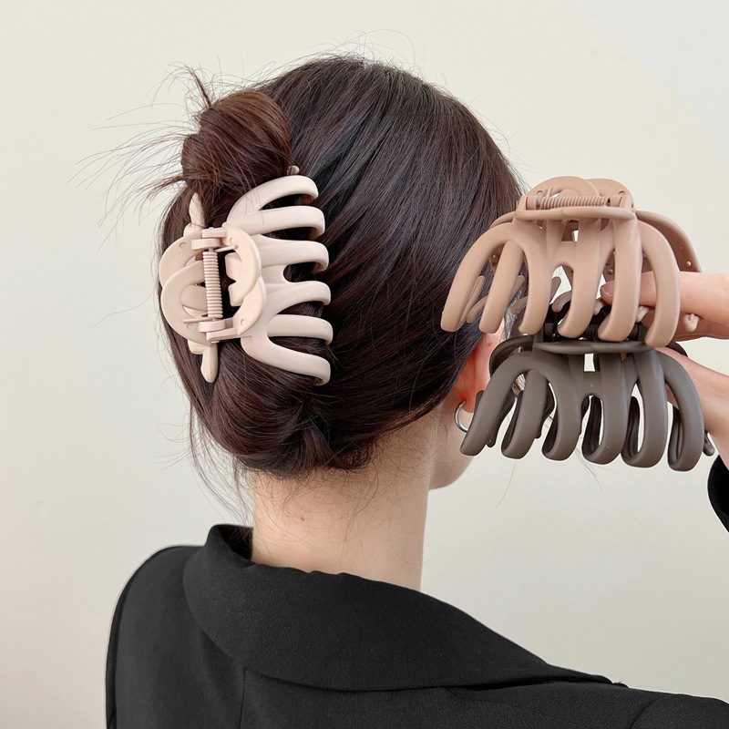 帮手描述图:大号复古气质磨砂南瓜抓夹盘发后脑勺加宽鲨鱼夹女头