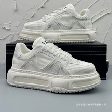 复古厚底板鞋男2025夏季新款潮流做旧牛仔布小白鞋小众设计脏脏鞋