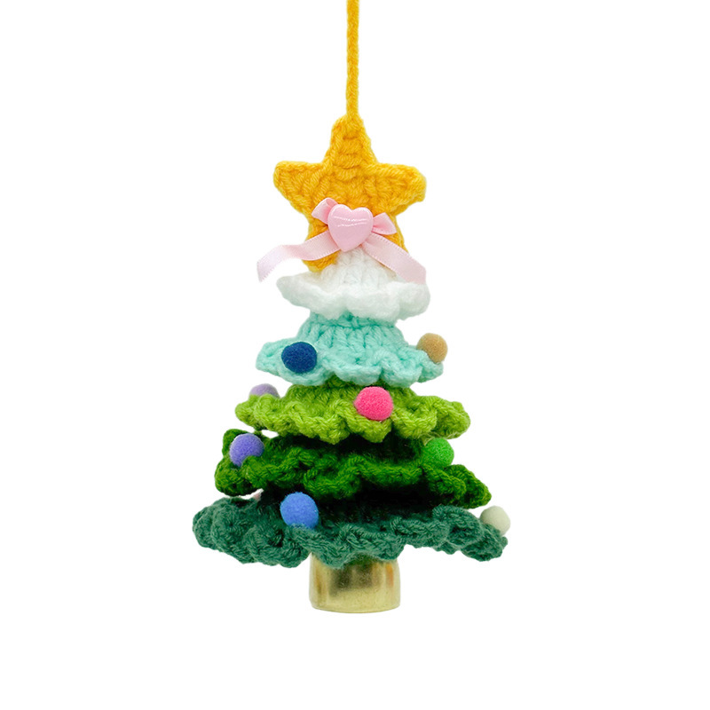 爆款圣诞节Christmas tree车挂件圣诞树毛线手工钩织礼物创意挂件|undefined