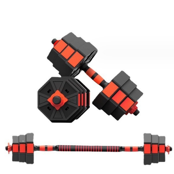Factory Direct Sales Home Fitness Octagonal Cement Adjustable Dumbbell to Barbell Set Muscle-Building Solid Steel