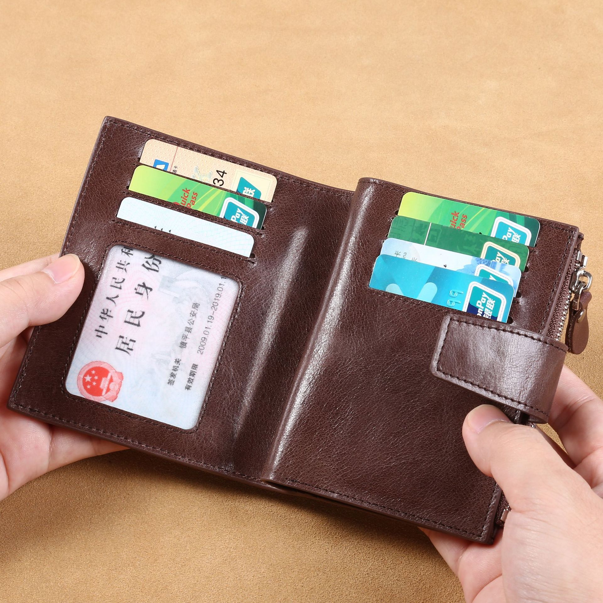2025 nueva billetera de cuero corto para hombre, billetera de licencia de conducir de gran capacidad, billetera multifuncional de cuero para hombre, billetera