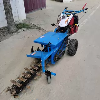 双置排土刀小型电启动开沟微耕机 轮式链条自走式田园管理机