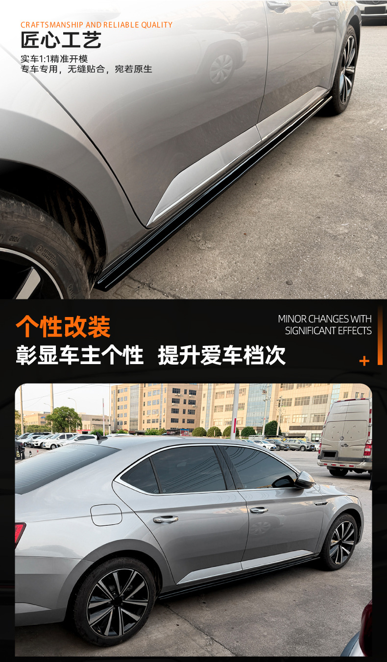 Suitable for Skoda Superb B8 2015-22 side skirt spoiler small exterior trim cross-border modification
