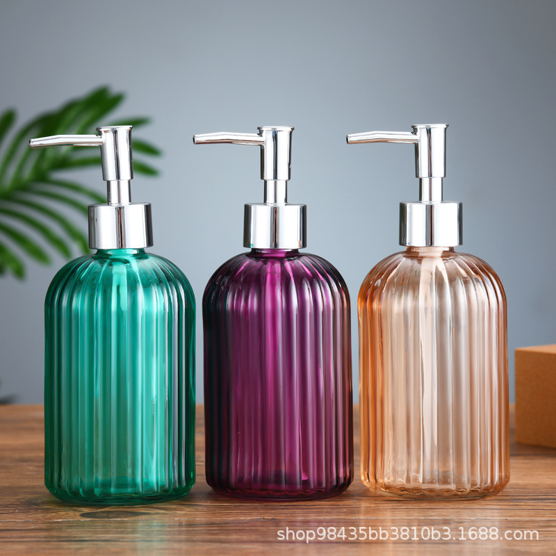 Botella de desinfectante de manos de vidrio vertical doméstico 400ml champú para el cabello, gel de baño, botella de vidrio, botella vacía en stock