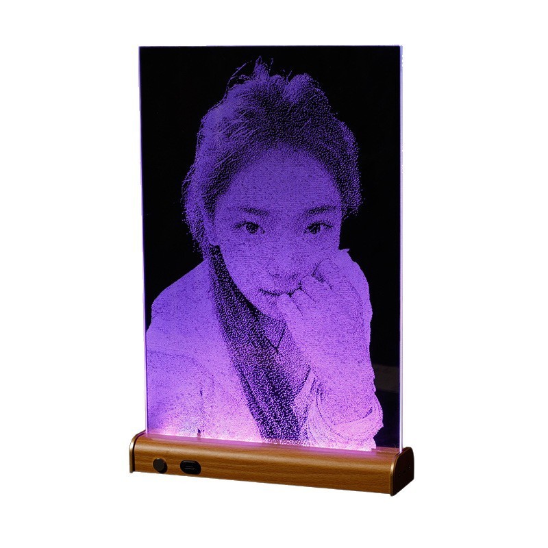 锤子玻璃画现货直供木质发光充电灯座夜灯桌面摆台520情人节礼物|undefined