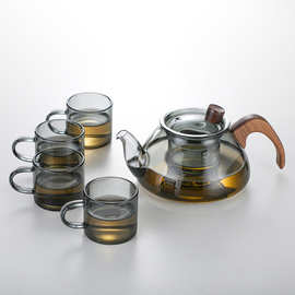 现货销售木把花草茶壶高硼硅玻璃煮茶壶办公室电陶炉加热泡茶壶