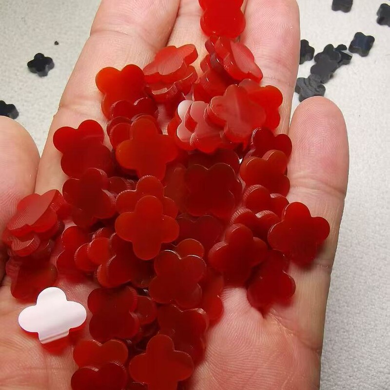 Gem Wholesale Lucky Four-Leaf Clover Bare Stone Four-Leaf Plum Natural Black Agate Red Agate Necklace Bracelet DIY Pendant