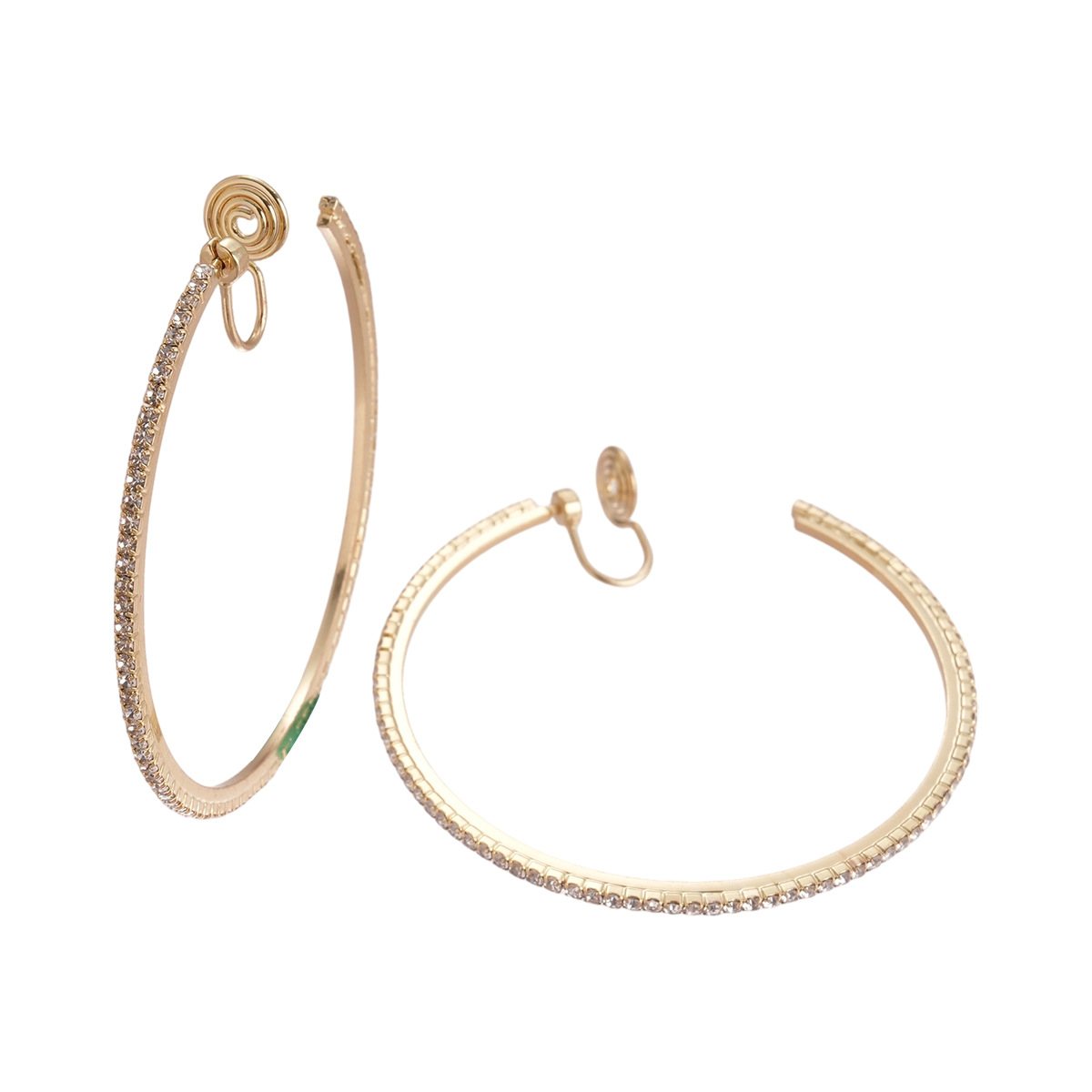 Europa y los Estados Unidos transfronterizos diamantes circular mosquitos bandeja sin agujeros de orejas nicho personalidad alta sensación de moda simple pendientes para mujeres