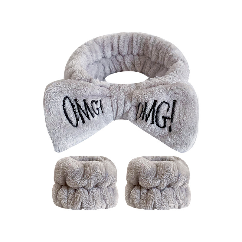 Amazon transfronteriza OMG arco banda de pelo correa de muñeca traje de las mujeres lavado de cara franela diadema pulsera absorbente