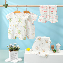 夏季新款嬰兒連體衣男女寶寶新生兒衣服Aa類純棉無骨空調服外出服