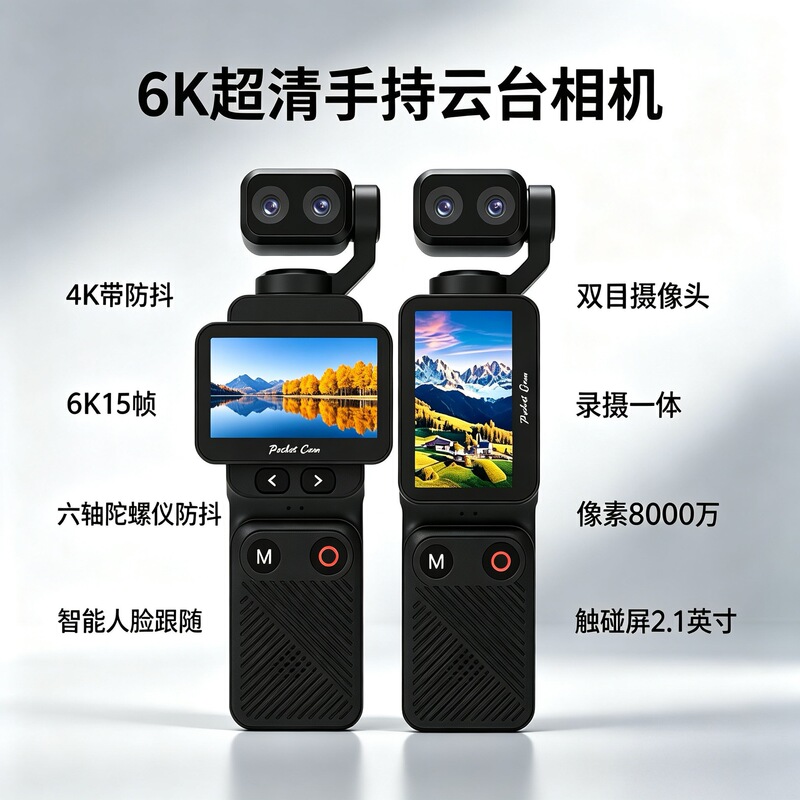 Real Anti-Shake 6K 8000W High-Definition Handheld Gimbal Action Camera Pocket Binocular Gimbal Action Camera