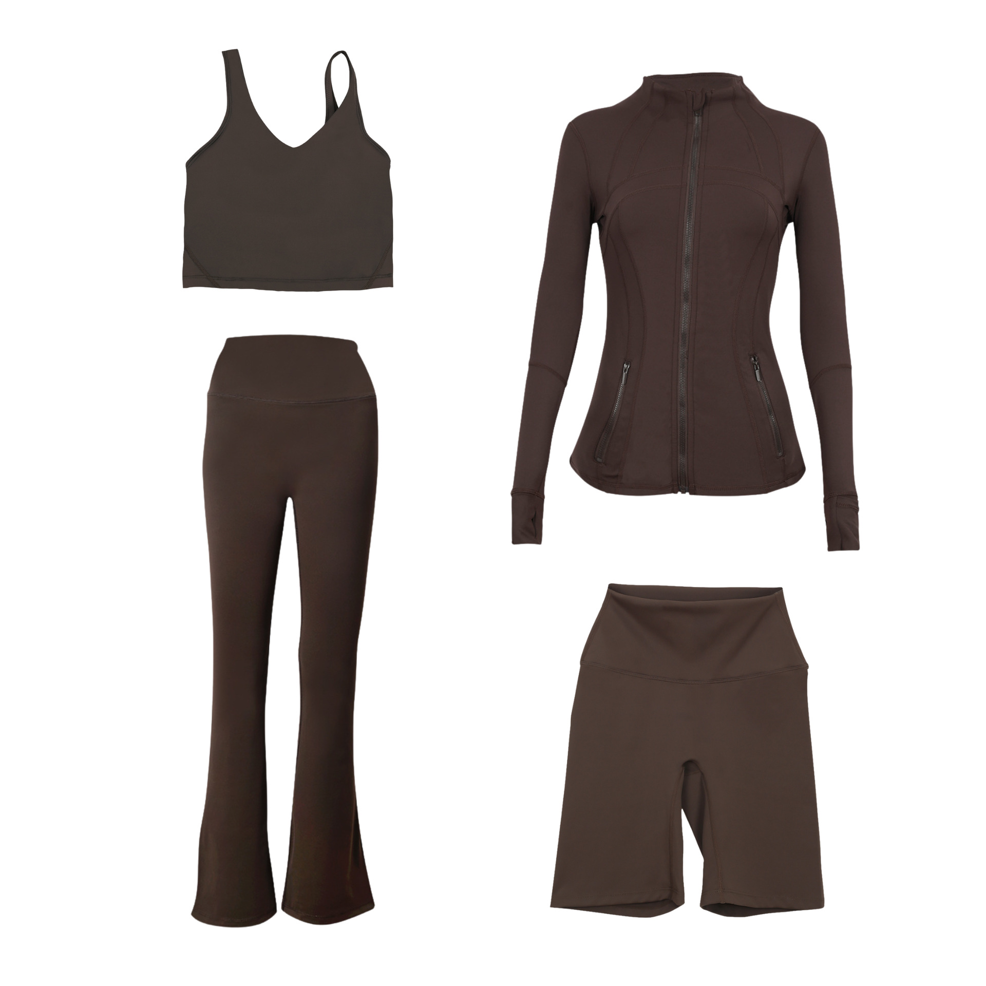 Dames sportkleding set slim fit u-hals top en flared broek_voghion.com