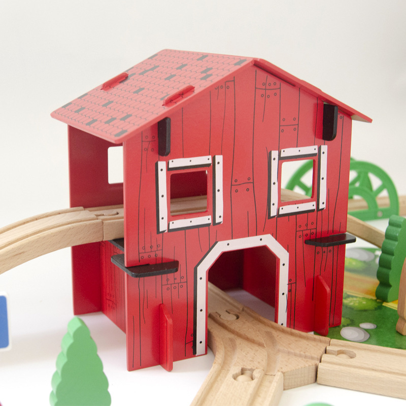 Nuevos niños granja de madera Thomas pista traje de madera ensamblado pista bloques de construcción educativos juguetes al por mayor