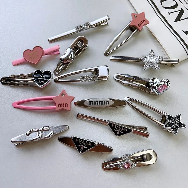 Y2K Sexy Y2K Accessible Luxury High-End Silver Metallic 15-Piece Combination Set with Bangs and Broken Hair Side Clip Hairpin