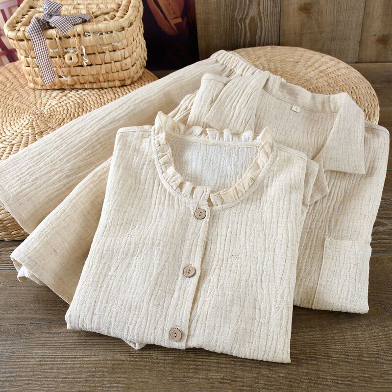 Summer Thin Short-sleeved Shorts Couple's Pajamas plus size Home Clothes Casual Simple Men's and Women's Linen Pajamas Set