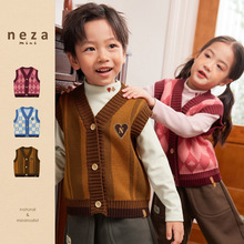 neza【梦境游戏】儿童针织开衫秋冬新款男女童韩版纯棉马甲上衣