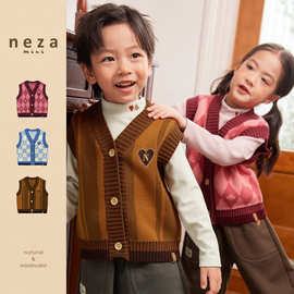 neza【梦境游戏】儿童针织开衫秋冬新款男女童韩版纯棉马甲上衣