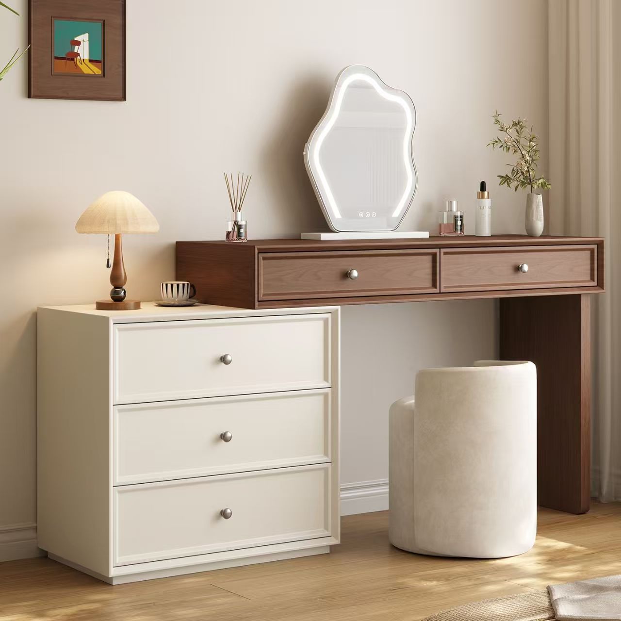 Nordic Makeup Home Light Luxury Dressing Table Dressing Bedroom Stool Internet Celebrity Modern Living Room Simple Manicure Round Stool
