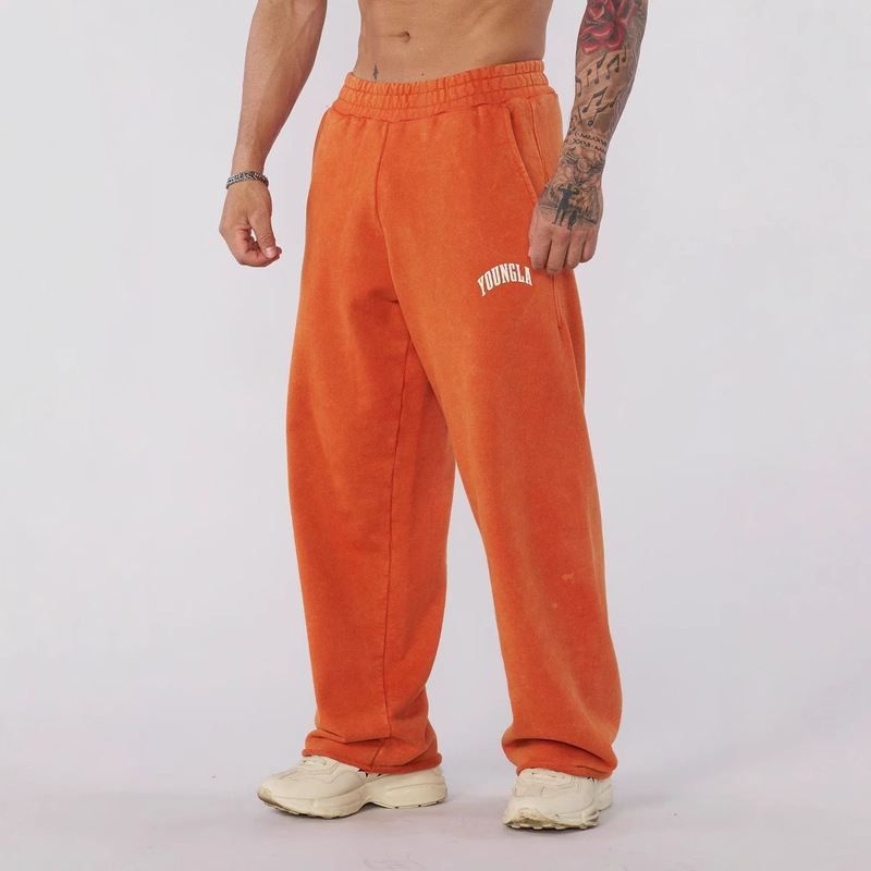 Youngla New Men's Sports Pants Loose Straight-Leg Trousers Jogger Gym Exercise Fitness Casual Pants