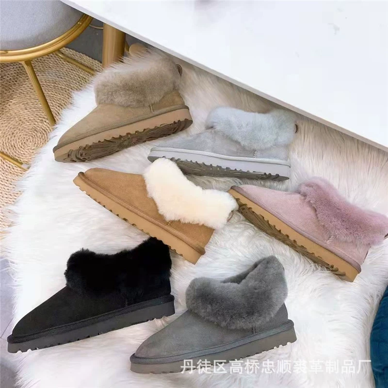 2022 новые зимние сапоги женские овчины одни Зимние Повседневные теплые шерстяные лоферы с короткими трубками производители оптом