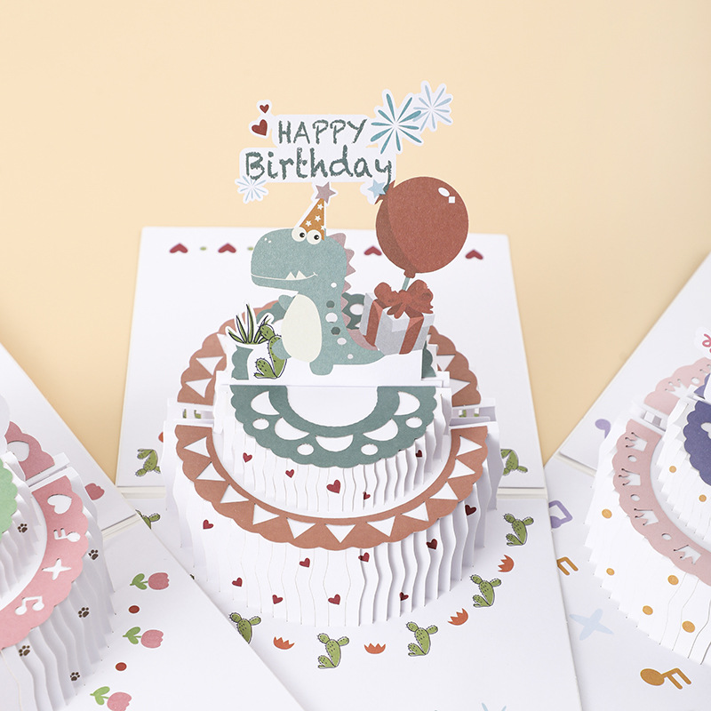 Birthday Cute Dinosaur Paper Party Card display picture 1