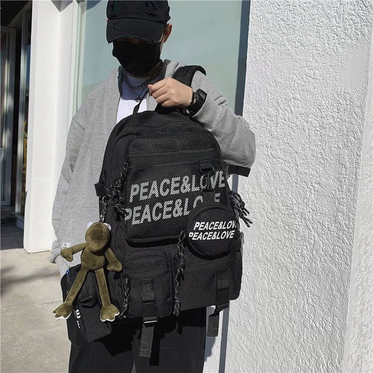 Backpack Korean style 2023, capacious school backpack, off‑white or black, average size