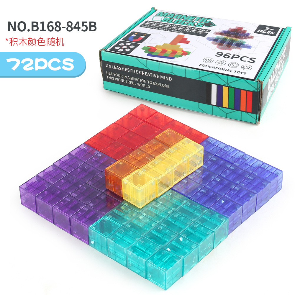 Rompecabezas de bloques de construcción magnéticos transparentes cubo Tetris batalla competitivo magnético color sólido juguete del cubo de Rubik de Luban