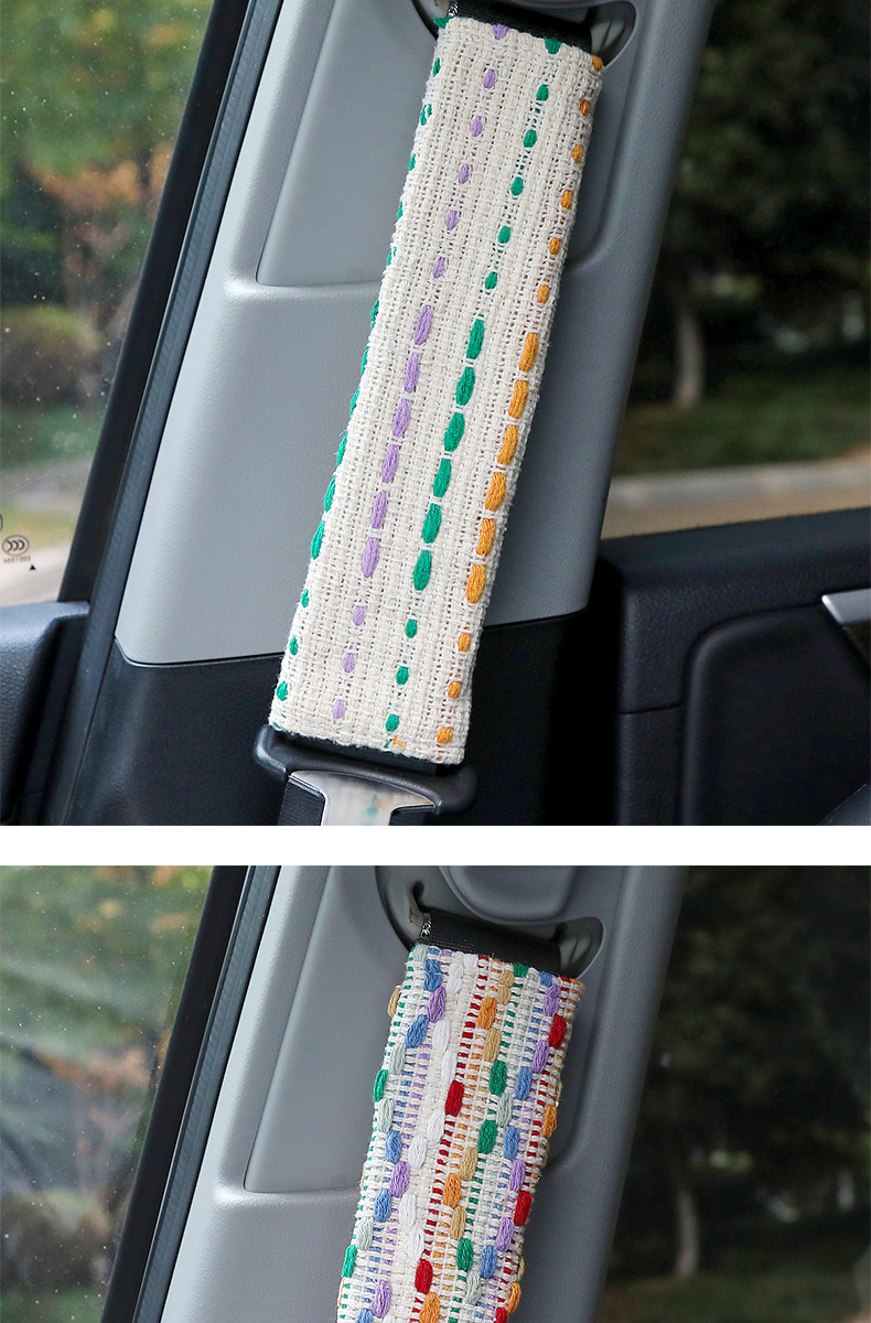 Car Seat Belt Shoulder Cover Creative Fabric Small Fragrance Decorative Seat Belt Protective Cover Anti-Stranglehold Car Interior Decoration