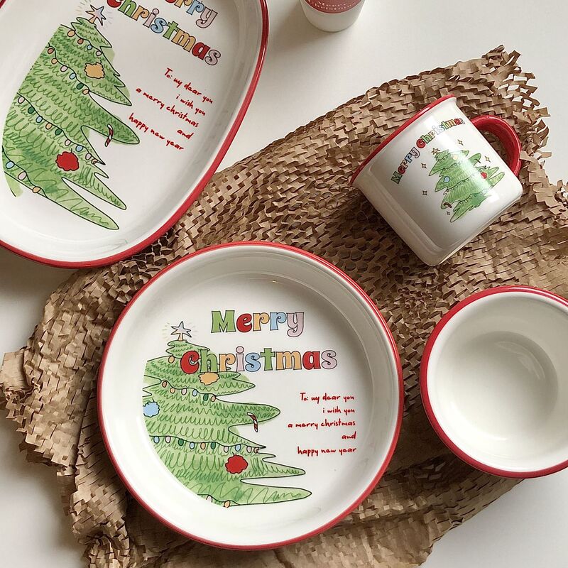 Designer Joint Creative Christmas Dinner Plate Set Ceramic Tableware Plate Household Dish Plate Rice Bowl Mug