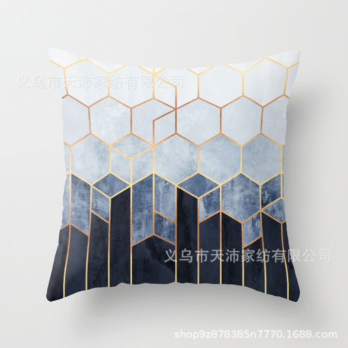 Funda de almohada personalizada con logotipo corporativo, funda de cojín geométrica de Amazon, terciopelo piel de melocotón, cojín para sofá de sala de estar, moderno y minimalista