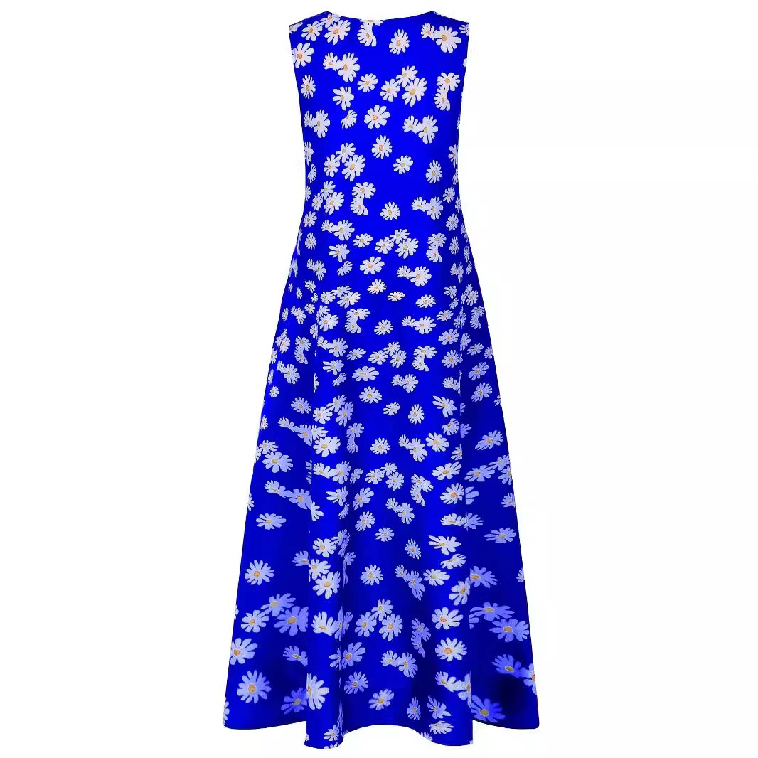 2024 Amazon wish новая внешняя торговля мода новая маленькая маргаритка платье с принтом длинное платье без рукавов